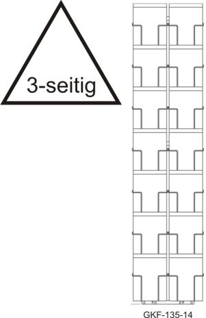 Karten-Bodenständer, 135 mm, 42 Fächer, 3-seitig, 2-reihig, silber